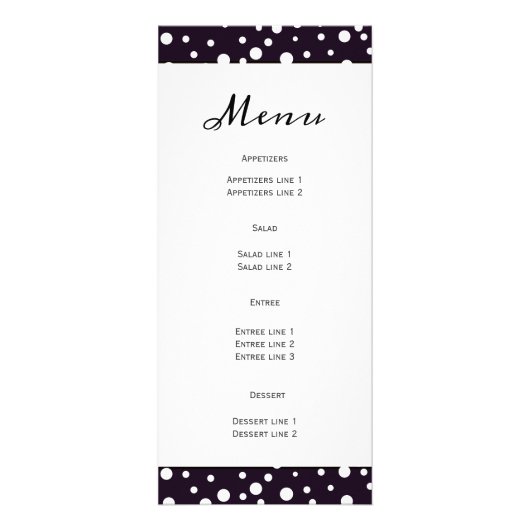 Paarse bergen, naaldbomen, trouwmenu reclamekaart (Achterkant)