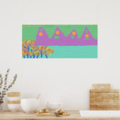 Paarse bergen poster (Keuken)