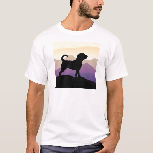 Paarse bergen Puggle Dog T-shirt (Voorkant)