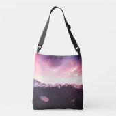 *~* Paarse bergen roze & lavender Sky Foto Crossbody Tas (Achterkant)