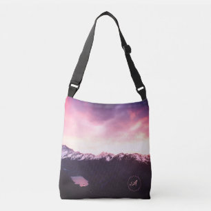 *~* Paarse bergen roze & lavender Sky Foto Crossbody Tas
