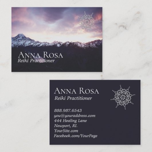 *~* Paarse bergen Roze & Lavender Sky Mandala Visitekaartje (Voorkant / Achterkant)