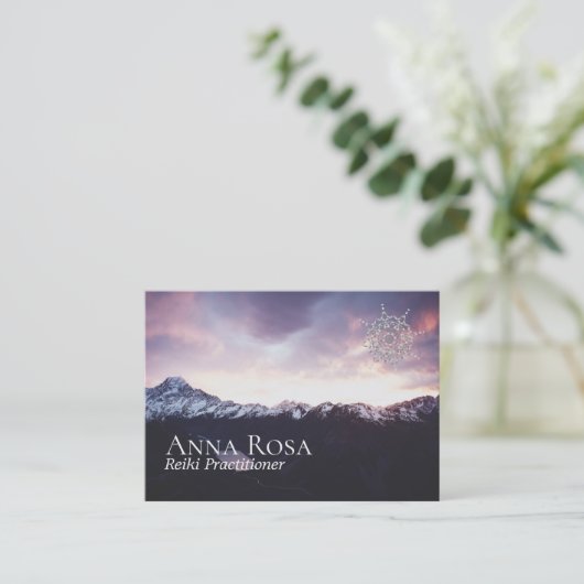 *~* Paarse bergen Roze & Lavender Sky Mandala Visitekaartje (Staand voorkant)