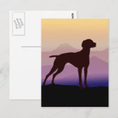 Paarse bergen Vizsla Briefkaart (Voorkant / Achterkant)