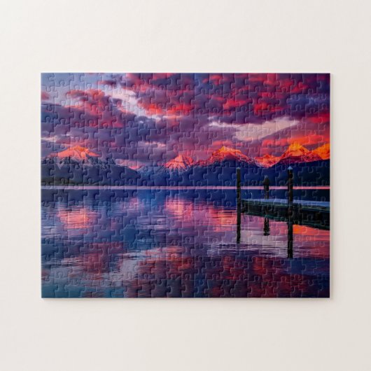 Paarse bergkunst Schilderachtig puzzels Complex Ji (Horizontaal)