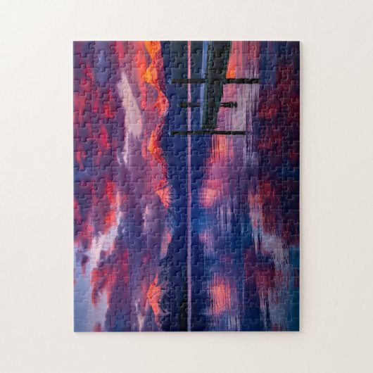 Paarse bergkunst Schilderachtig puzzels Complex Ji (Verticaal)
