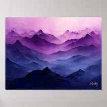 Paarse Berglagen – Abstract Paars Landschap