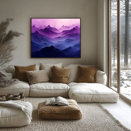 Paarse Berglagen – Abstract Paars Landschap Poster