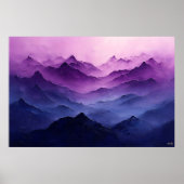 Paarse berglagen – Abstracte Paarse landschappen Poster (Voorkant)
