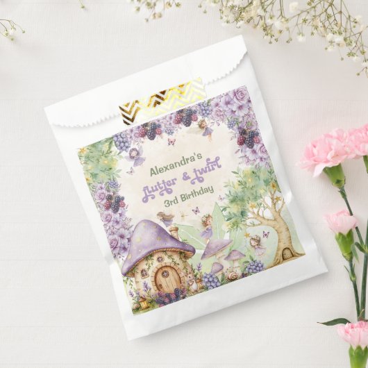 Paarse Berry Flutter & Twirl Fairy 3e verjaardag Bedankzakje (Gezegeld)