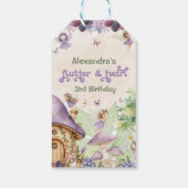 Paarse Berry Flutter & Twirl Fairy 3e verjaardag Cadeaulabel (Achterkant)