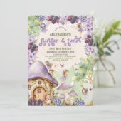 Paarse Berry Flutter & Twirl Fairy 3e verjaardag Kaart (Staand voorkant)