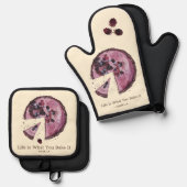 Paarse Berry Pie Waterverf gepersonaliseerd Ovenwant & Pannenlap Set (Voorkant / Achterkant)