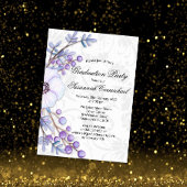 Paarse Berry Wreath en Elegant Damask Afstuderen Kaart