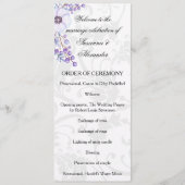 Paarse Berry Wreath Floral Damask Wedding Programmakaart (Voorkant)