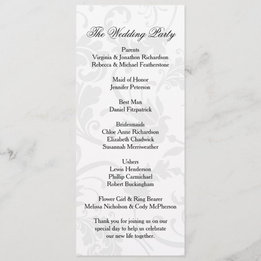 Paarse Berry Wreath Floral Damask Wedding Programmakaart (Achterkant)