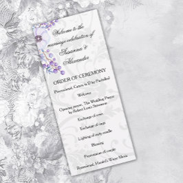 Paarse Berry Wreath Floral Damask Wedding Programmakaart