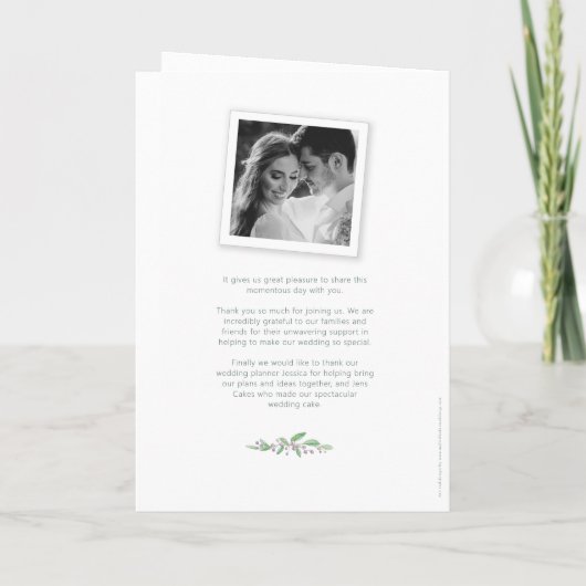 Paarse bes en groene bladeren monogram kunst bruil programma (Achterkant)