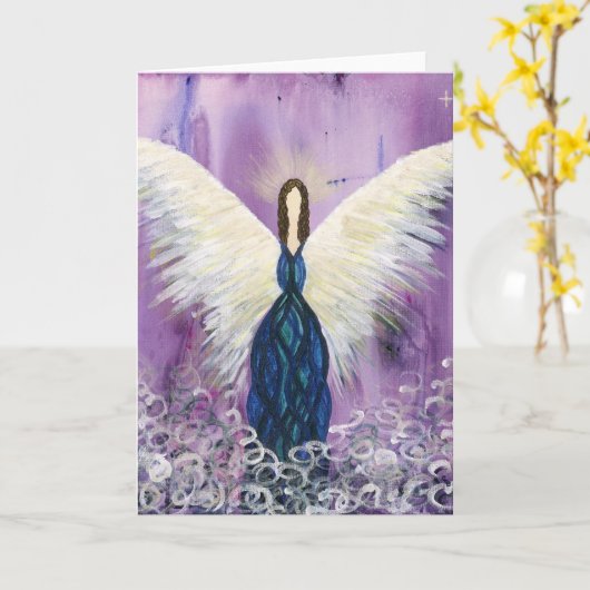 Paarse Beschermengel Kaart (Gele Bloem)