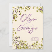 Paarse bessen Botanische bruiloft Bewaar de datum (Voorkant)