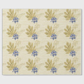 Paarse bessen en gouden bladeren op Bord geel Cadeaupapier (Vlak)