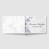 Paarse bessen en grijze Damask Wedding Gastenboek (Volledig)