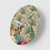 Paarse bessen en Rozen op Newsprint Ephemera Ronde Klok (Hoek)