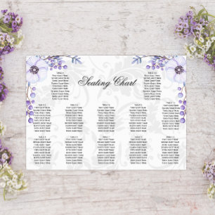 Paarse bessen Floral Damask Wedding Poster