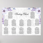 Paarse bessen Floral Damask Wedding Poster (Voorkant)