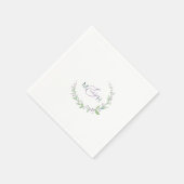 Paarse bessen groen gebladerte monogram bruiloft servet (Hoek)