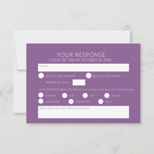 Paarse bessen groene bruiloft waterverf RSVP kaartje (Voorkant)