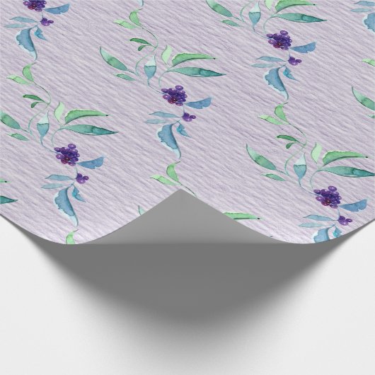 Paarse Bessen Op Lavendel Ruw Textuurpapier Cadeaupapier (Hoek)