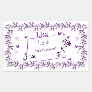 Paarse beste mam ooit rechthoekige Sticker