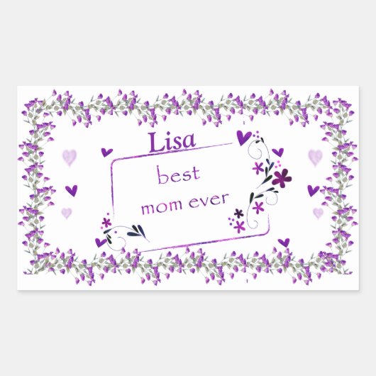 Paarse beste mam ooit rechthoekige Sticker (Voorkant)