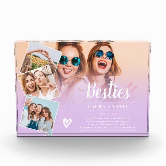 Paarse beste vrienden script 4 foto's collage rast (Voorkant)