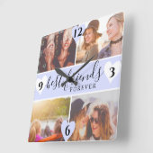 paarse beste vrienden script naam 4 foto collage vierkante klok (Hoek)