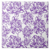 paarse betegelde bloemmotief tegeltje (Voorkant)