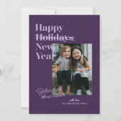 Paarse beter laat dan nooit Nieuwjaarskaart Feestdagenkaart (Voorkant)