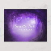 Paarse Betoverde Bos Bruiloft Save the Date Aankondigingskaart (Voorkant)