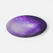 Paarse betoverde bos fantasie bruiloft receptie papieren bordje (Gekanteld)