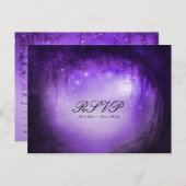 Paarse Betoverde Bos Fantasie Bruiloft RSVP Kaart (Voorkant / Achterkant)