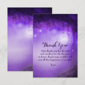 Paarse betoverde fantasy bos dank je kaarten (Voorkant / Achterkant)