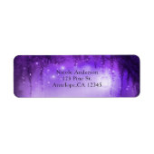 Paarse betoverde Forest Fantasy bruiloft uitnodigi Etiket (Voorkant)