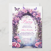 Paarse betoverde tuin fee baby shower kaart (Voorkant)