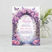 Paarse betoverde tuin fee baby shower kaart (Staand voorkant)