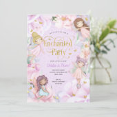 Paarse betoverende partij, roze verjaardag Garden Kaart (Staand voorkant)