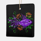 Paarse Betta Fish Lotus Flowers Aquatic Art Keramisch Ornament (Links)