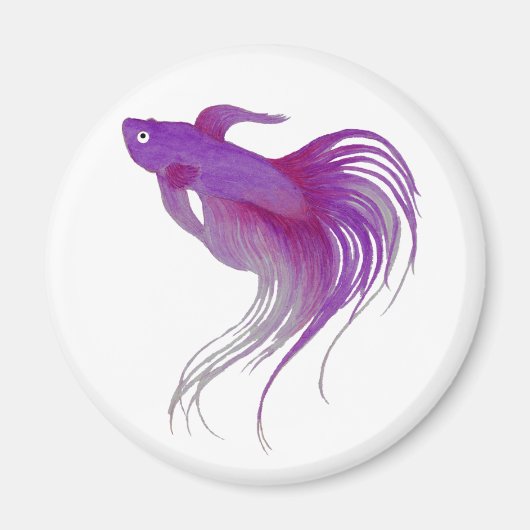Paarse Betta Fish Waterverf Magneet (Voorkant)