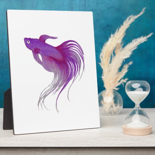 Paarse Betta Vis Aquarel Fotoplaat (Zijkant)