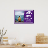 Paarse Beveled Art Deco Birthday Foto Poster (Keuken)